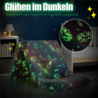 Kinderbank – Kinderstoel – Speelbank – Vloermatras – Kinderbed – Glow-in-the-Dark Print – Machinewasbare Flanellen Hoes
