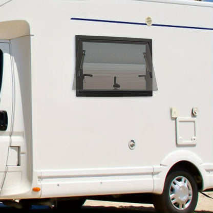 Zijraam Camper – Caravan Raam – Klapraam – Opendraairamen – Campingraam – Getemperd Glas – Aluminium Frame – 65° Openingshoek – Insectengaas Inclusief – Zwart