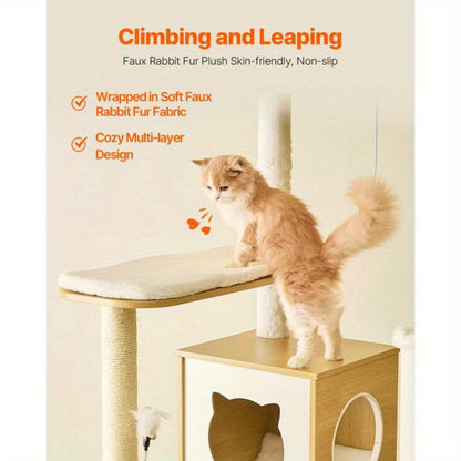 Klimpaal – Krabpaal – Kattenboom – Krabmeubel – Kattenhuis – Multi-Level Design – Duurzaam MDF Materiaal