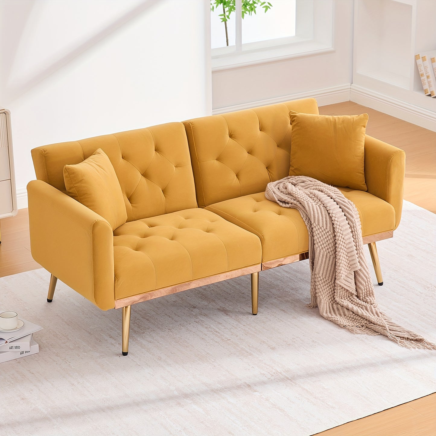Multifunctionele Slaapbank – Slaapbank – Bedbank – Loungesofa – Modulair Bankstel – Grijs – Wisselbare Chaise Lounge – Opbergruimte Onder Zitting – Bamboe Frame