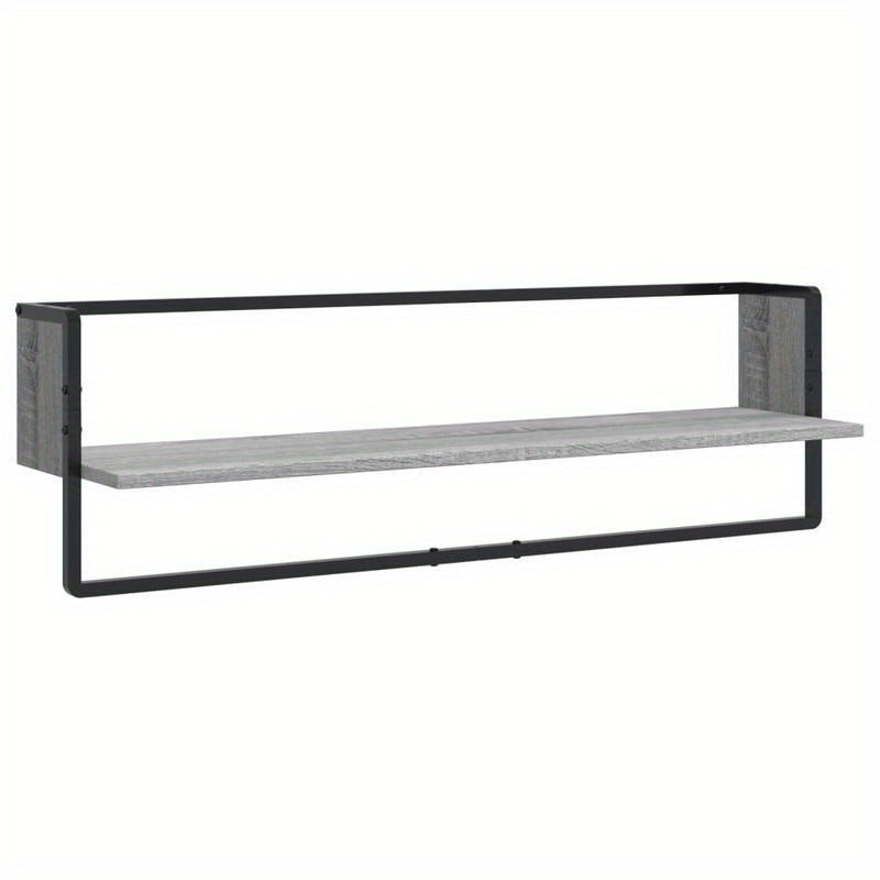 6pcs Wall Shelf Set with Rods, Treated Wood in Gray Sonoma Finish