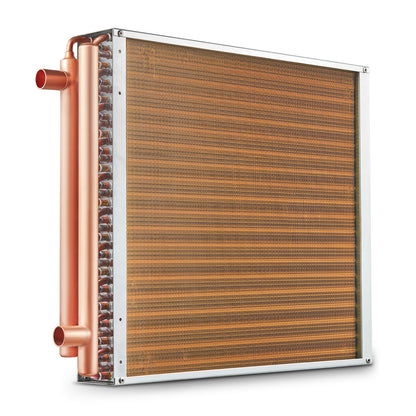 Warmtewisselaar – Warmteoverdrager – Warmtewisselaar water-lucht – HVAC warmtewisselaar – Koper-aluminium warmtewisselaar – 20"x20" formaat – Duurzaam koperen soldeerwerk – Corrosiebestendige epoxy vinnen