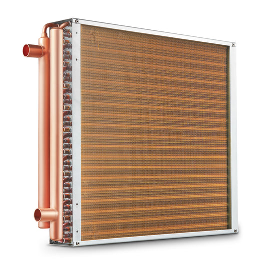 Warmtewisselaar – Warmteoverdrager – Warmtewisselaar water-lucht – HVAC warmtewisselaar – Koper-aluminium warmtewisselaar – 20"x20" formaat – Duurzaam koperen soldeerwerk – Corrosiebestendige epoxy vinnen