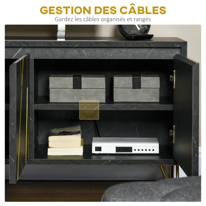 TV Meubel – TV Kast – TV Dressoir – TV Bank – Tv Meubel Metaal – 147 cm – Marmer Effect – Softclose Deuren – Kabelmanagement