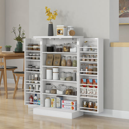 Keukenkast – Keukenkastje – Voorraadkast – Opbergkast – Keukenkast Wit – 60x30x104 cm – Verstelbare Planken & Anti-Kantelriemen