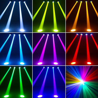 LED Moving Head – Stageverlichting – DJ Licht – Disco Spot – RGBW Beam – 4 Stuks 150W – 18 Prismatische Effecten – DMX512 & Sound Actief – Inclusief Flight Case