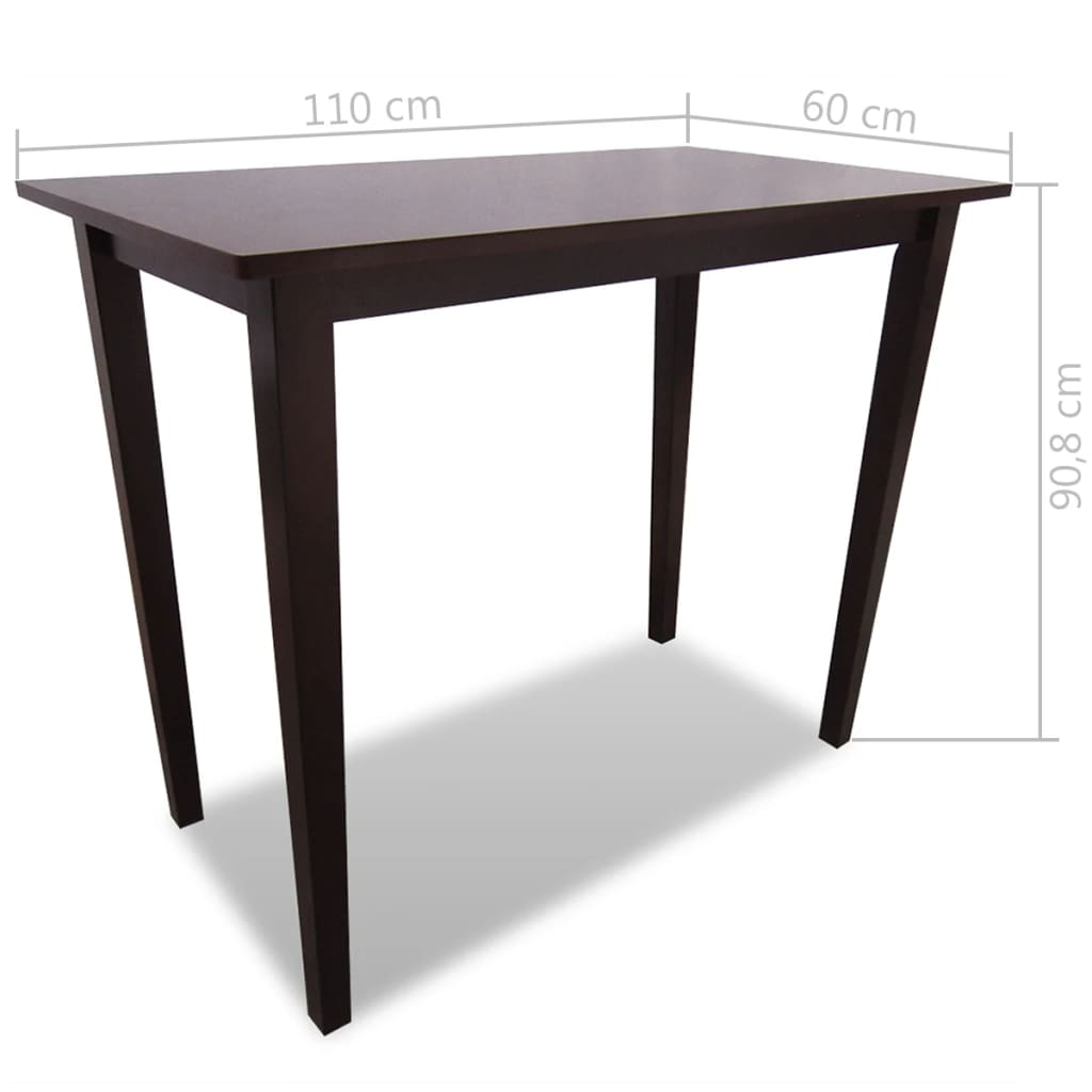 Eettafelset – Eettafel Met Stoelen – Dinerset – Keukenmeubel – Tafel Met Stoelen – Compact Formaat – Rubberhout & Beklede Zitting – Warme Bruintinten