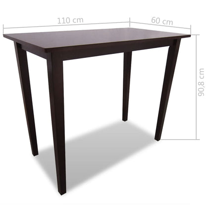 Eettafelset – Eettafel Met Stoelen – Dinerset – Keukenmeubel – Tafel Met Stoelen – Compact Formaat – Rubberhout & Beklede Zitting – Warme Bruintinten