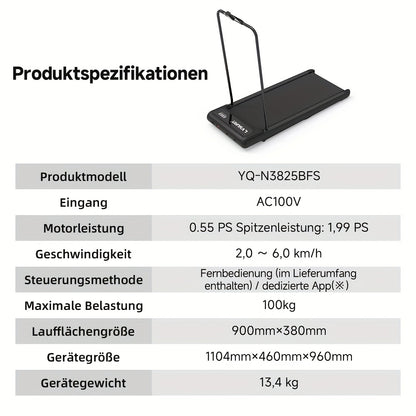 3-in-1 Under Desk Treadmill with 15% Incline, Folding Treadmill for Home, Walking Pad Treadmill, 0.6HP (2-8KM/H), 100kg Capacity, Without Battery,  Walking Exercise, Sleek Fitness Equipment, Spacesaving Design, Low Incline Tr