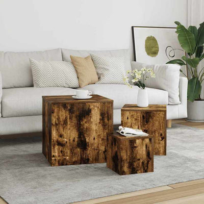 Side tables 3pcs. Smoking oak wood material Practical and sturdy, Bedroom Storage, Small Space Solution, Sleek Furniture, Stylish Decor, Quality Craftsmanship, Durable Material, Multipurpose Tables, Furniture Shoppers, Apartm