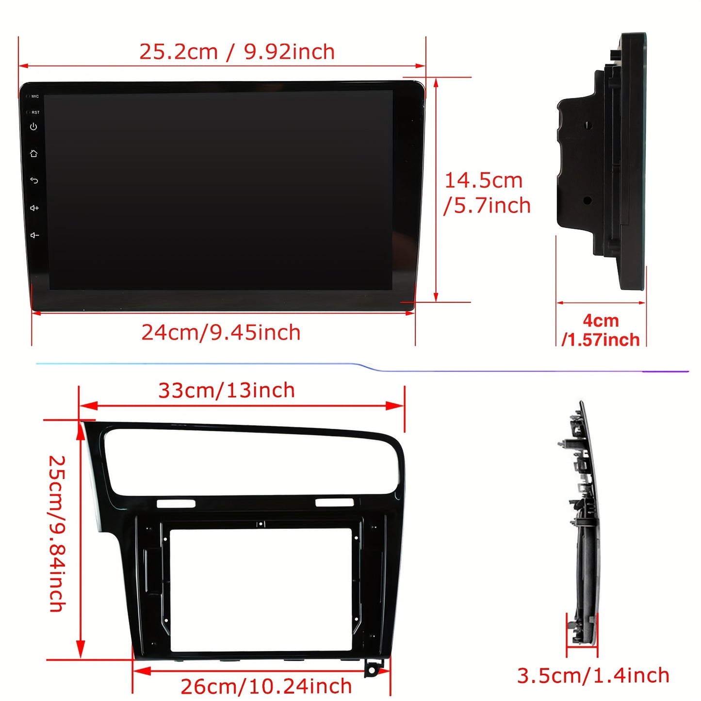 10 Inch Android 15 Autoradio – 2 DIN Head Unit – Multimedia Speler – Navigatiesysteem – Car Stereo – VW Golf 7 (2013-2017) – Groot IPS Touchscreen – Split-Screen Functie