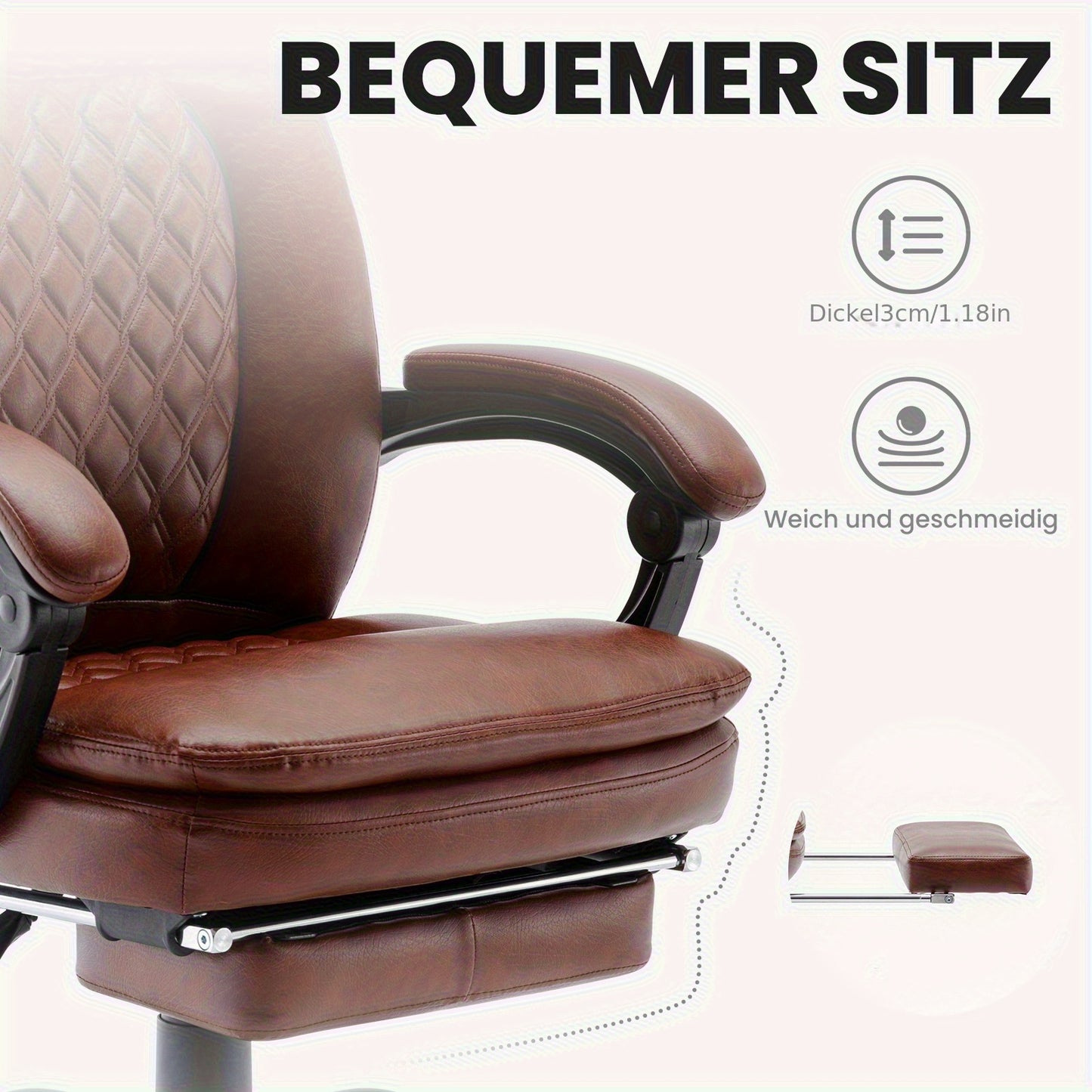 Ergonomische Bureaustoel – Bureaustoel Met Voetensteun – Kantoorstoel – Bureaustoel Met Hoge Rugleuning – Comfortstoel – Kunstleer – Memory Foam Zitting – 360° Draaibaar
