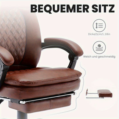 Ergonomische Bureaustoel – Bureaustoel Met Voetensteun – Kantoorstoel – Bureaustoel Met Hoge Rugleuning – Comfortstoel – Kunstleer – Memory Foam Zitting – 360° Draaibaar