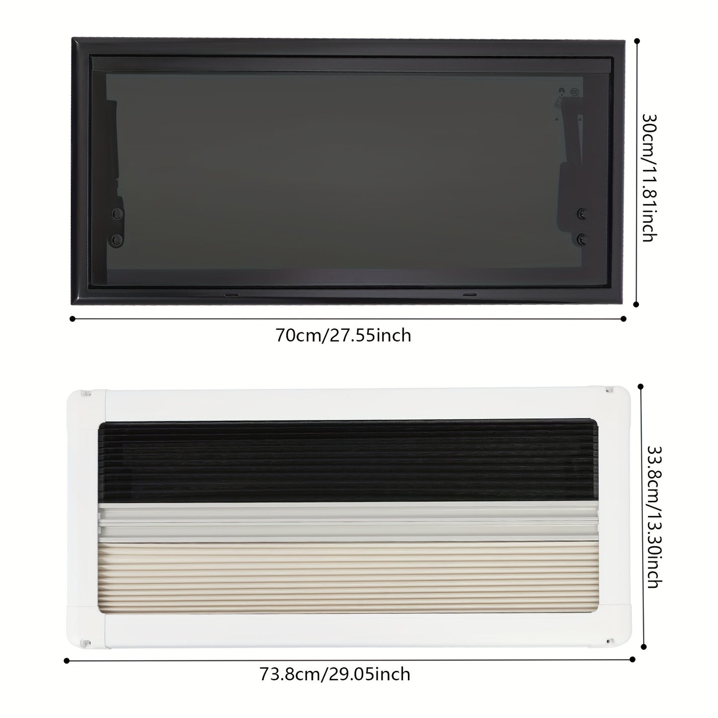 Uitschuifbaar Raam Caravan – Camperraam – Schuifraam – Ventilatieraam – Raam Met Hor – Donker Getint Glas – Aluminium Frame – Maximale Opening 85° – Insectenwering
