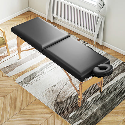 Verstelbare Massagebank – Massagebed – Massagetafel – Massagemeubel – Houten Massagebank – Hoogte Verstelbaar – Opvouwbaar Design – Zwarte Foam Bekleding