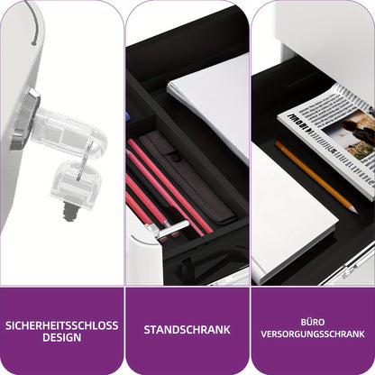 Witte Metalen Ladekast – Opbergkast – Archiefkast – Documentenlade – Bureaukast – Mobiel Met Wieltjes – Duurzaam Roestvrij Staal – 30x46x59 cm – Geschikt Voor A4 En Legal Dokumenten – Gebruiksklaar Geassembleerd