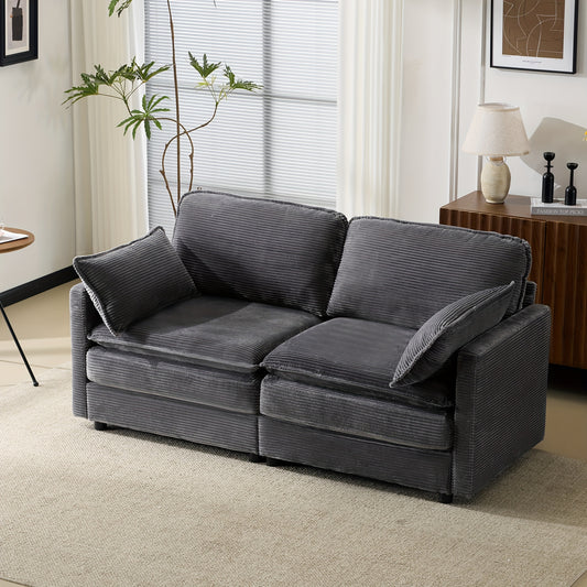 2-Zits Bank – Tweezits Sofa – Compact Bankje – Loungebank – Zitbank – Zwart – Duurzaam Bamboe Frame – Eenvoudige Montage