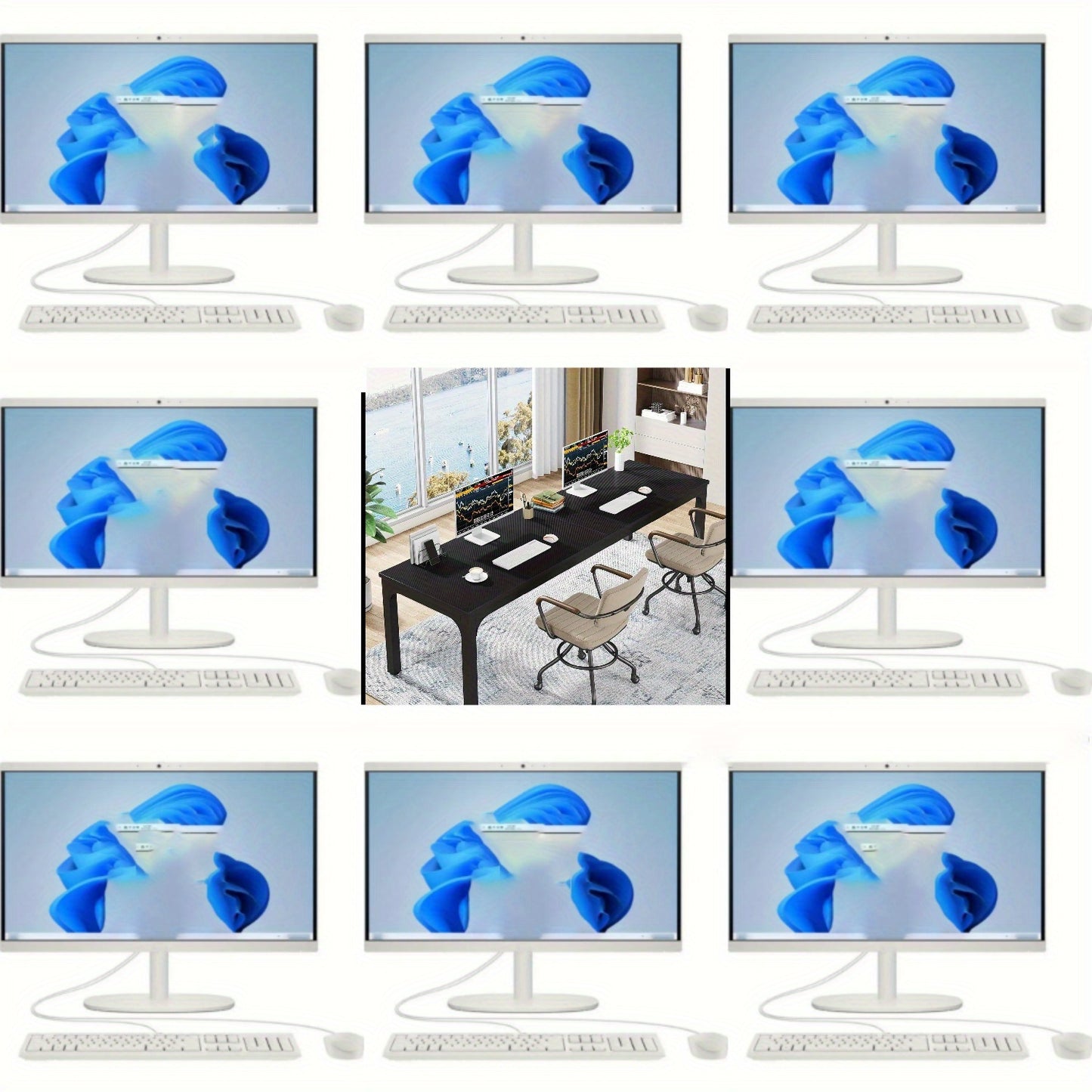 Bureau – Computertafel – Bureautafel – Computerbureau – Werktafel – Extra Lang 199,9 cm – Duurzaam Geperst Hout & Stabiele Vloermontage