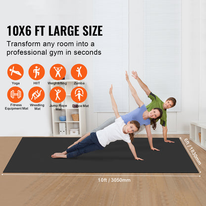 Fitnessmat – Yogamat – Trainingsmat – Pilatesmat – Gymmat – Groot Formaat 305x183 cm – Antislip PVC Dicht 7 mm Dikte