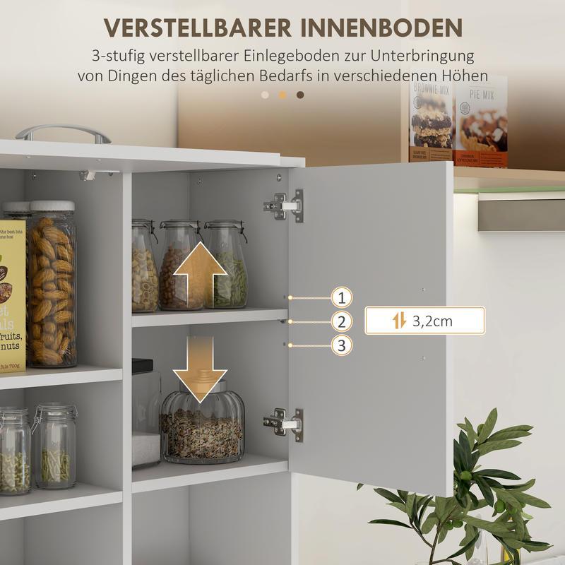 Kitchen cabinet, buffet, 3 drawers, 3 shelves, plenty of storage space, 89 x 39.5 x 168cm, white, Home Organization, Pantry Storage, Sleek Design, Contemporary Furniture, Sturdy Shelves, Solid Wood Furniture, Multifunctional