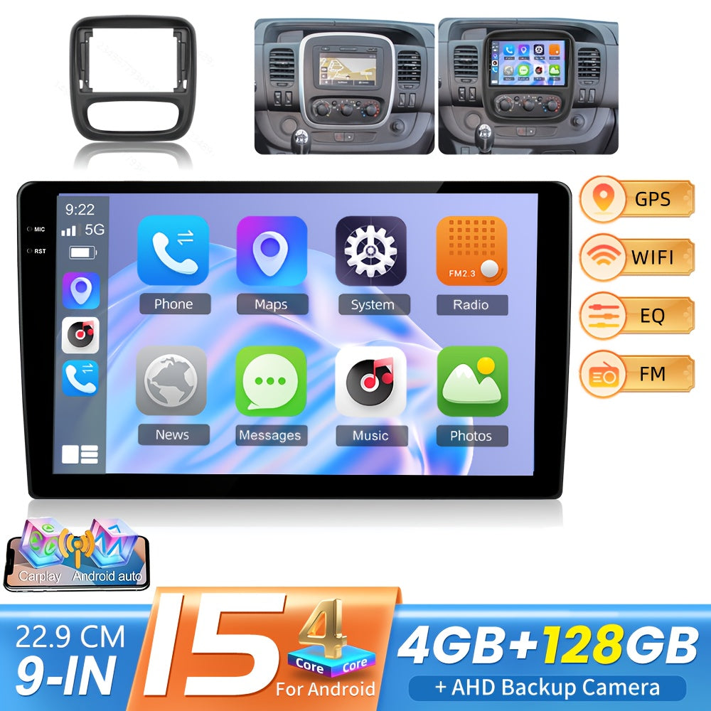 9-inch Android Autoradio – Multimedia Radio – Auto Stereo – 2-DIN Radio – Touchscreen Radio – Wireless CarPlay & Android Auto – GPS Navigatie & 4GB RAM 128GB Opslag