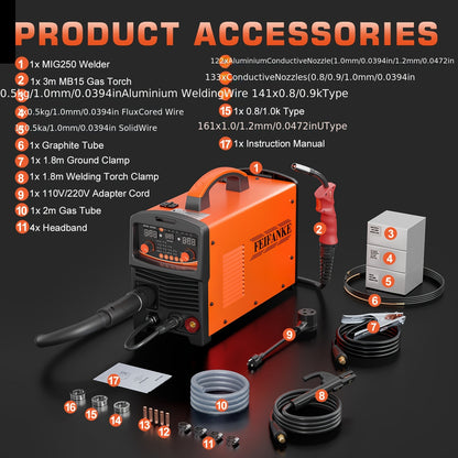 6-in-1 Lasmachine – MIG Lasapparaat – Elektrode Lasmachine – TIG Lasser – Puntlasmachine – Lichtgewicht & Compact – Snelle Draadvoeding & Gasdetectie