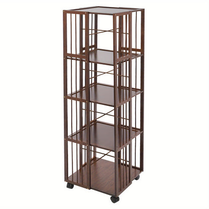 Rotating Bookshelf, 5-Tierd Mobile Bookshelf, Bookshelf with Open Design Shelving, Rotating Shelf, Spacesaving Furniture, Open Shelf, Minimalist Storage, Smooth Rotation, Easy Assembly, Adjustable Shelving, Swivel Bookshelf,