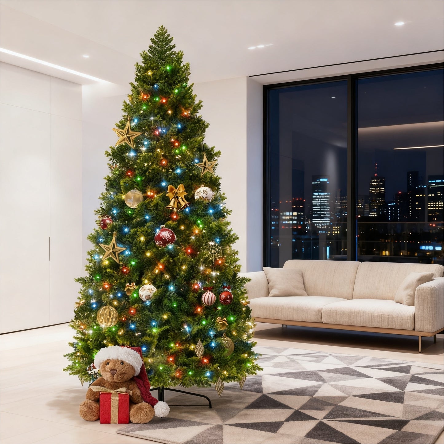 Kunstkerstboom – Kunstmatige Kerstboom – LED Kerstboom – Nepspar – Kerstboom 210 cm – Dimbare LED Verlichting – Stevige Metalen Standaard