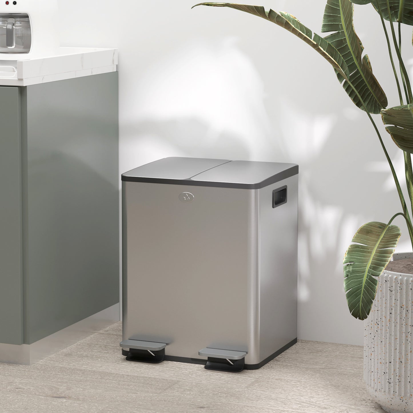 Prullenbak Keuken – Afvalemmer – Pedaalemmer – Afvalscheidingsprullenbak – Vuilnisbak – 2 x 20 Liter – RVS met Soft-Close Deksel