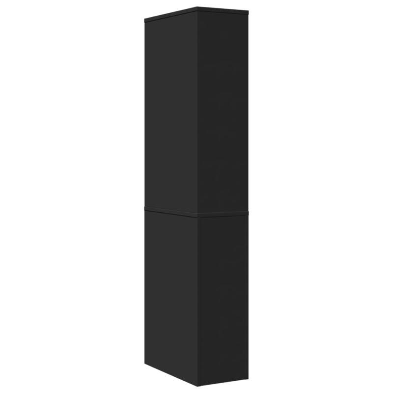 Badkamerkast – Badkamermeubel – Opbergkast – Kolomkast – Opbergmeubel – Smal – Op Wieltjes – Hoogwaardig Hout – 2 Lades & Open Plank – Zwart