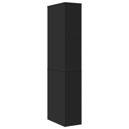 Badkamerkast – Badkamermeubel – Opbergkast – Kolomkast – Opbergmeubel – Smal – Op Wieltjes – Hoogwaardig Hout – 2 Lades & Open Plank – Zwart