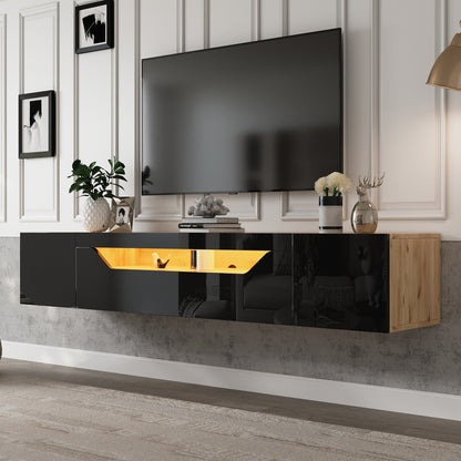 TV-Stand – TV-Meubel – Media Console – Entertainment Unit – TV-Kast – Mat Zwart – Geschikt voor TV’s tot 75 Inch – Extra Lang 180 cm
