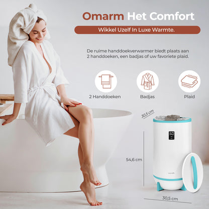 Handdoekenwarmer – Elektrische Handdoekdroger – Handdoekverwarmer – Badstofverwarmer – Timerfunctie – Geurhouder – Automatische Uitschakeling – Blauw