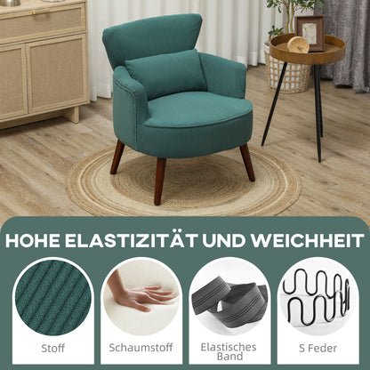 Fauteuil – Loungefauteuil – Relaxstoel – Leunstoel – Zetel – Diepgroen Gestoffeerd – Pluche Kussens – Touw-Effect Rugleuning – 120 kg Draagvermogen – Eenvoudige Montage