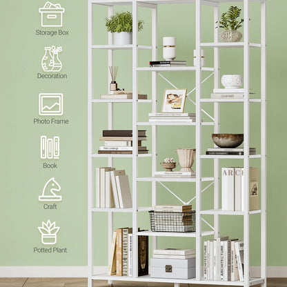 Boekenkast – Boekplank – Boekenrek – Opbergkast – Boekhouder – Wit – 15 Planken – Stevig Houten Frame – 170x100x30 cm