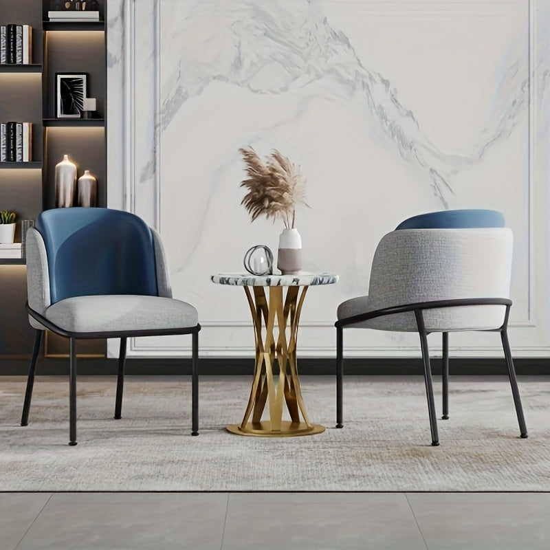 Eetstoel – Eetkamerstoel – Kuipstoel – Stoel – Kinderstoel – Modern Design – Gemakkelijk Schoon Te Maken – Stevige Zwarte Poten – Grijs Met Gouden Accenten