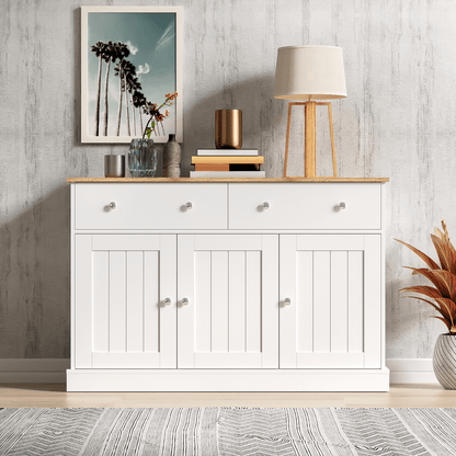 Dressoir – Sideboard – Opbergkast – Buffetkast – Ladekast – Met 3 Deuren en 2 Laden – Reliëfstructuur en Soft-Close Scharnieren