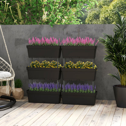 Verticale Plantenbak – Stapelbare Bloembak – Moestuinbak – Balkonkast – Plantentoren – Weerbestendig PP – 6 Stuks Compact Modular