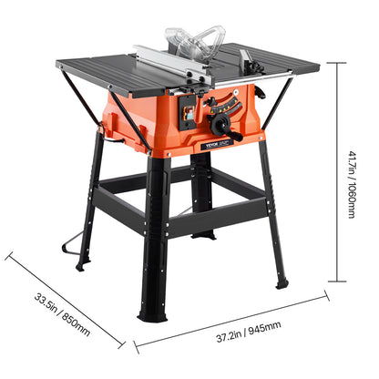 Tafelzaag – Cirkelzaag – Zaagtafel – Houtzaag – Compacte Zaag – Met Standaard – 1800W Motor – 200mm Zaagcapaciteit – Rood-Zwart