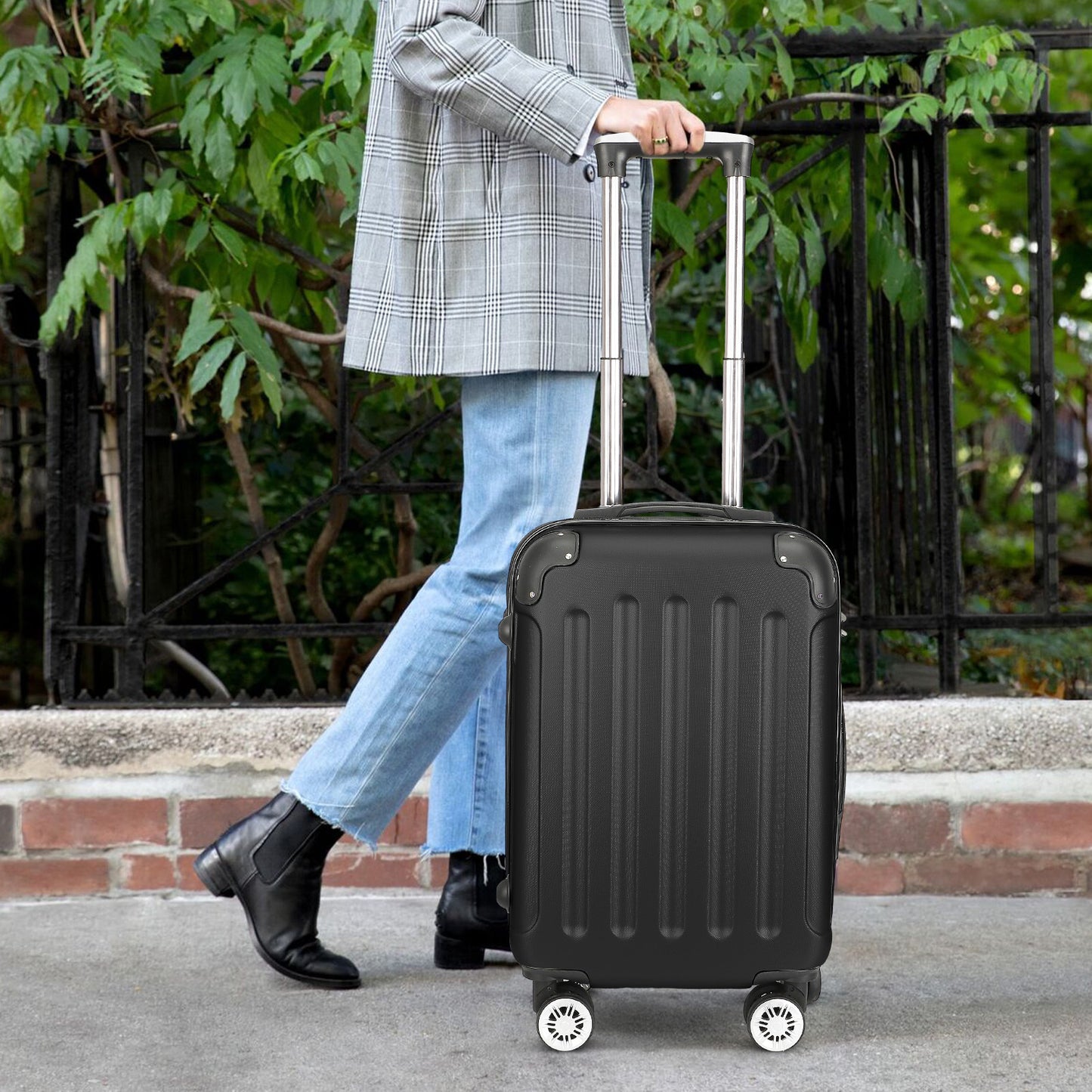 Kofferset – Reiskoffers – Trolleyset – Bagageset – Handbagagekoffer – Lichtgewicht ABS – 3-Delig Met 4 Wielen & Uitschuifbare Trekstang