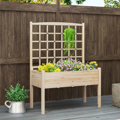 Hoogte Plantenbak – Verhoogd Plantenbed – Bloembak – Plantenbak Met Klimrek – Tuinbak – Duurzaam Fijnsparrenhout – Inclusief Trellis En Drainage