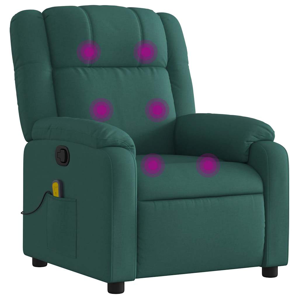 Massagestoel – Relaxstoel – Massagefauteuil – Ontspanningsstoel – Elektrische Massagestoel Donkergroen – 6 Massagepunten – Elektrisch Verstelbaar Tot 135°
