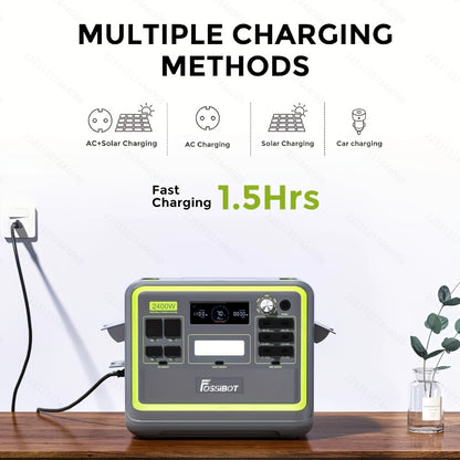 Powerstation – Draagbare Energiecentrale – Noodstroom – Zonne-energie Generator – Mobiele accu – 2048Wh Capaciteit – 2400W Output – 1,5 Uur Snelladen