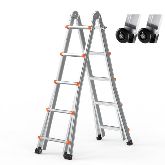Telescopische A-Frame Ladder – Uitschuifbare Ladder – Opvouwbare Ladder – Werkplatform – Aluminium Ladder – Tot 5,99 Meter Hoogte – Verstelbaar Met Vergrendelde Treden