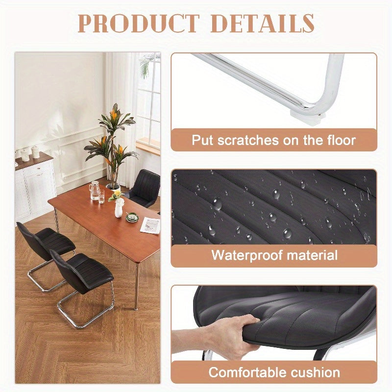Eetkamerstoel – Stoel – Draaistoel – Armstoel – Zithoekstoel – 2-pack Rode Kunstleren Stoelen – Zachte Veerbekleding – Metalen Stevig Frame