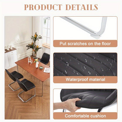 Eetkamerstoel – Stoel – Draaistoel – Armstoel – Zithoekstoel – 2-pack Rode Kunstleren Stoelen – Zachte Veerbekleding – Metalen Stevig Frame