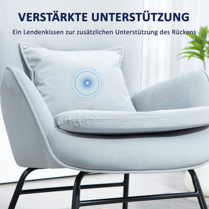 Bureaustoel – Draaifauteuil – Fauteuil – Zitstoel – Relaxstoel – Lichtgrijs – Zacht Fluweelachtig Materiaal – Inclusief Lendensteun