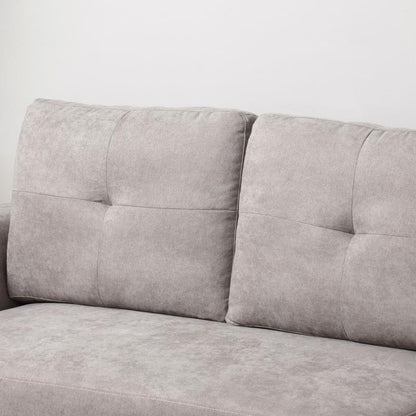 Slaapbank – 3-Zitsbank – Bedbank – Bankbed – Chaise Longue – Grijs – Polyester Bekleding – Verstelbare Slaapfunctie