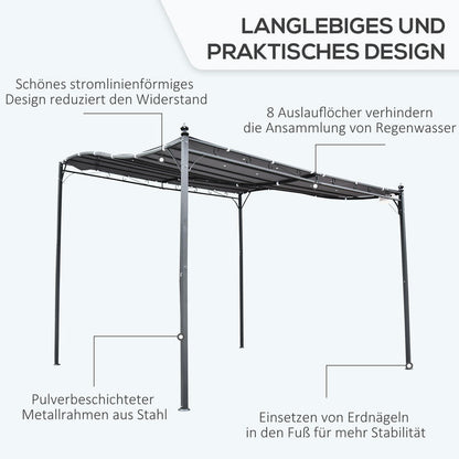 Pergola Garden Pavilion Pavilion Canopy Tent Metal Grey 297x297cm
