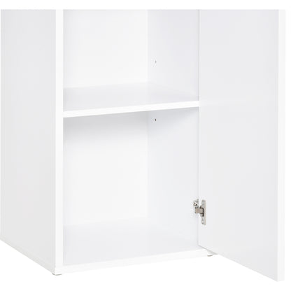 Badkamerkast – Opbergkast – Linnenkast – Kolomkast – Douchekast – Wit Particleboard – 2 Deuren, 3 Planken en 1 Lade